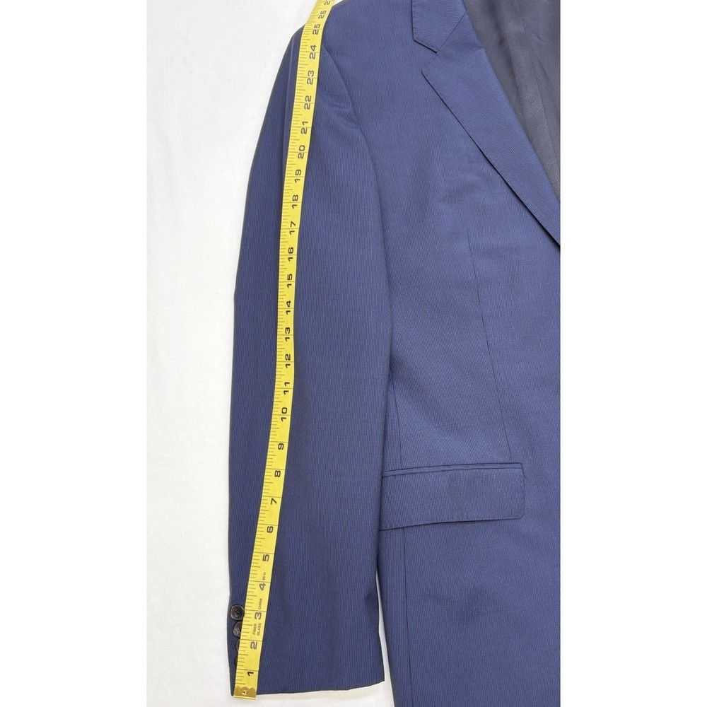 BOSS Hugo Boss Two-Tone Navy Blue Stripe 100% Wool Super 100 Blazer 40R EUC - Picture 14 of 15